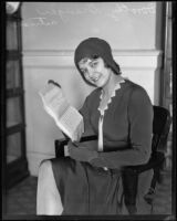 Actress Dorothy Granger posing with her contract at Superior Court, Los Angeles, 1930