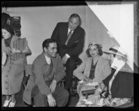 Princess Katherine of Greece and Denmark with Charles "Buddy" Rogers, Magerie Bennett and Charles Christie at RKO-Radio studio, Los Angeles, 1935