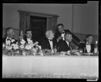 Annual banquet of the Beverly Hills Chamber of Commerce with actors and the president of USC at the Beverly Hills Hotel, Beverly Hills, 1935