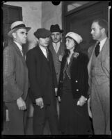 Convicted kidnappers Luella Pearl Hammer and E.H. Van Dorn with unidentified men, Los Angeles, 1933