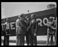 Australian aviator Sir Charles Kingsford-Smith with Governor C. C. Young at Western Air Express Terminal, Alhambra, 1930