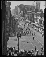 Labor Day parade proceeds down Broadway, Los Angeles, 1933