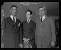Orison R. Ruddy, auditor; L. A. Landon, bank manager; and Detective Theo Mailheau, Los Angeles, 1926