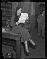 Eleanor Hunt keeps her future husband's identity a secret, Los Angeles, 1932