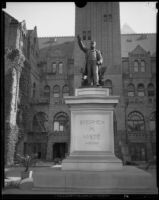 Statue of Stephen M. White outside of the old Los Angeles County Courthouse, 1920s