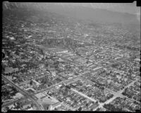 Aerial view of an area with Hollywood motion picture studios, Los Angeles, 1920-1935