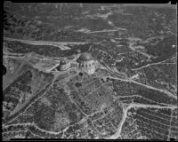 Aerial view towards the Griffith Observatory, Los Angeles, circa 1935