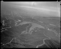 Aerial view of the Hollywood Reservoir, Los Angeles, 1924-1935