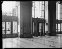 Lobby of the unfinished California State Building in downtown Los Angeles, early 1930s