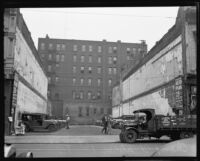 Forde's Auto Park lot on Spring Street in downtown Los Angeles, early 1930s