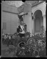 Governor James Rolph delivers speech at "Birthday Fiesta Pageant," Los Angeles, 1932