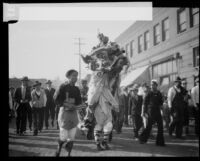 Chinese New Year Lion Dance in Chinatown, Los Angeles, 1928