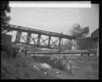 Demolition of the Dayton Avenue viaduct above the Los Angeles River, Los Angeles, 1927