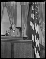 Judge Frank H. Lowe in his courtroom, Glendale, 1930s