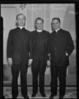 Reverend R. A. McGowan, Rev. Thomas J. O'Dwyer, and Bishop Robert E. Lucey at Catholic Conference, Los Angeles, 1932