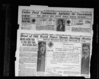 Los Angeles Examiner clipping with an articles about Plutarco Elias Calles, 1927