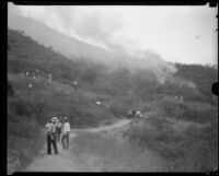 Men with shovels during the Griffith Park fire, Los Angeles, 1933