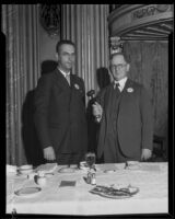 Charles F. Maguire and Clarence A. Lyman at a banquet, Los Angeles, 1933