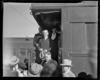 Guglielmo Marconi leaves by train, Los Angeles, 1933
