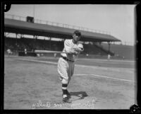 Jimmy McAuley swinging for the camera, Los Angeles, 1920-1925