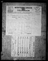 Telegram used as evidence during the Aimee Semple McPherson abduction trial, 1926