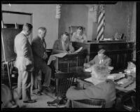 A. B. Murchison testifies during Aimee Semple McPherson's preliminary hearing, Los Angeles, circa 1926