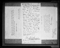 Affidavit as relates to Aimee Semple McPherson disappearance case, 1926