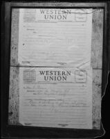 Aimee Semple McPherson Western Union telegrams to Mrs. E. Frame, 1926