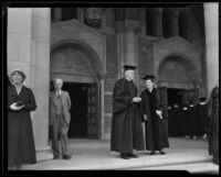 E. C. Moore, UCLA Provost, at a graduation event at Royce Hall, Los Angeles, 1932