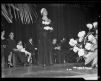 Mary McCormick singing during a performance, Los Angeles, circa 1935