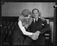 Kid McCoy, on trial for murdering Teresa Mors, with his ex-wife Dagmar Dahlgren, Los Angeles, 1924