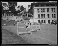 Jimmy Meeks running track at Occidental College, Los Angeles, circa 1932