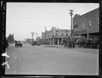 Street view of business district in Mexicali, Mexico, 1927
