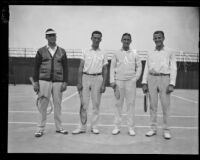 Phil Neer & James Davies, Ed Woodall & Clarence Barker, tennis doubles teams at the Los Angeles Tennis Club, Los Angeles, 1926