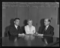 Dean William E. Nicholl, Dean Jessie Gibson and Dr. Geroge Burgess, Claremont, 1935