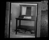 Table and mirror in a house, related to Gordon Northcott Murder Case, Riverside County, 1929