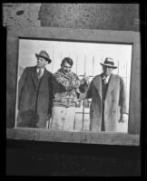 Gordon Northcott showing crime scene to Undersherrif Rayburn and Deputy Brown, Riverside County, 1929