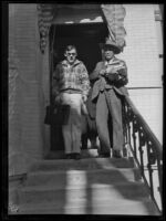 Gordon Northcott walking down stairs with an unidentified man, Los Angeles, circa 1929