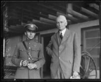 Maj. C.C. Moseley and U.S. Senator Hiram Bingham, Griffith Park Municipal Airport, Los Angeles, 1925