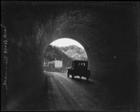Car passing through Newhall Tunnel, Los Angeles County, 1928