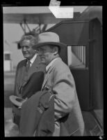 George O. Noville disembarking from a train, Los Angeles, 1928