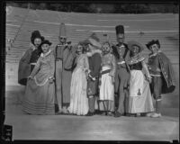 Cast of a commedia dell'arte performance at Occidental College, Eagle Rock (Los Angeles), 1930s