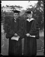 Robert G. Cleland and Everett Dean Martin at Occidental College Commencement ceremonies, Eagle Rock (Los Angeles), 1934