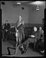 Edward J. "Spike" O'Donnell, Chicago beer runner, receiving sentencing, Los Angeles, 1934