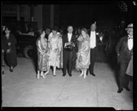 Mrs. Oscar Wells, Mrs. F. N. Shepherd, Mr. and Mrs. J. Dabney Day, and Michael J. Connell attend Opera, Los Angeles, 1926