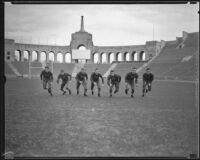 University of Oregon football team at the Coliseum, Los Angeles, 1930s