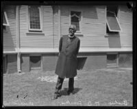 Bishop H. B. Parks standing in front of a church, 1920-1936