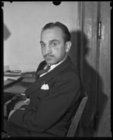 Albert A. Post before his appearance before the court on charges of conspiracy to defraud the government, Los Angeles, 1934