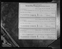 Three cashiers checks totaling 2,994,840.52 dollars made out to N. T. Powell, Treasurer of the City of Los Angeles, 1935