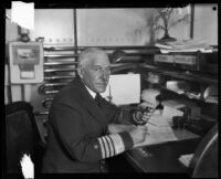 Admiral William V. Pratt at his roll top desk, San Pedro (Los Angeles), 1929